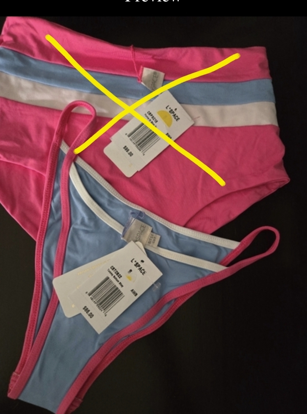 Read👙🌞⛱️NWT Bitsy Cut 1 Pc L*Space Pink and Blue Bikini Bottoms